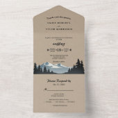 Rustic Mountain Woodland Forest Wedding All In One Uitnodiging (Binnen)