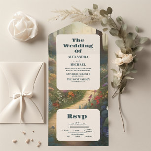 Rustic Mountain Woodland Forest Wedding All In One Uitnodiging