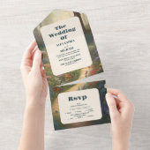 Rustic Mountain Woodland Forest Wedding All In One Uitnodiging (Afscheurbaar)
