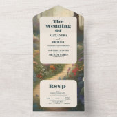 Rustic Mountain Woodland Forest Wedding All In One Uitnodiging (Binnen)