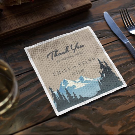 Rustic Mountain Woodland Forest Wedding Custom Servetten