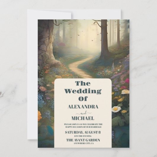 Rustic Mountain Woodland Forest Wedding Kaart (Voorkant)