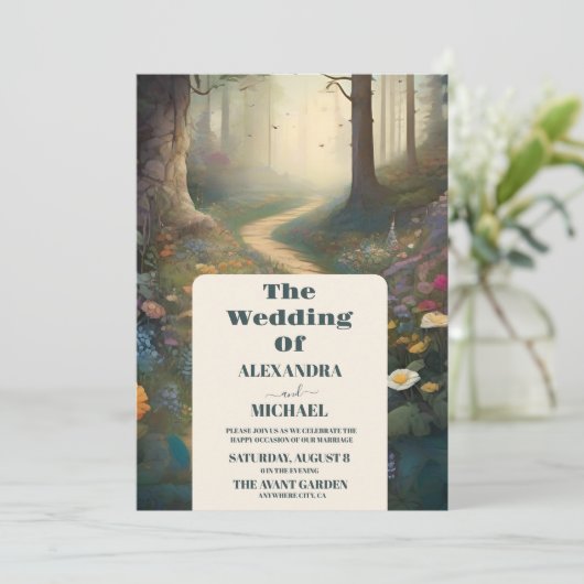 Rustic Mountain Woodland Forest Wedding Kaart (Staand voorkant)