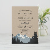 Rustic Mountain Woodland Forest Wedding Kaart (Staand voorkant)