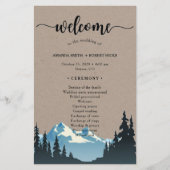 Rustic Mountain Woodland Forest Wedding Programme (Voorkant)