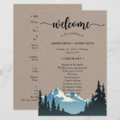 Rustic Mountain Woodland Forest Wedding Programme (Voorkant / Achterkant)