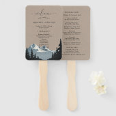 Rustic Mountain Woodland Forest Wedding Programme Handwaaier (Voorkant en achterkant)
