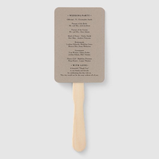 Rustic Mountain Woodland Forest Wedding Programme Handwaaier (Achterkant)