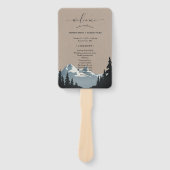 Rustic Mountain Woodland Forest Wedding Programme Handwaaier (Voorkant)