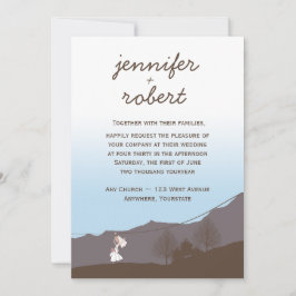 Rustic Mountain Zipline Wedding Invitation Kaart