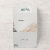 Rustic Mountainprieel Evergreen Bruiloft All In One Uitnodiging (Buitenkant)