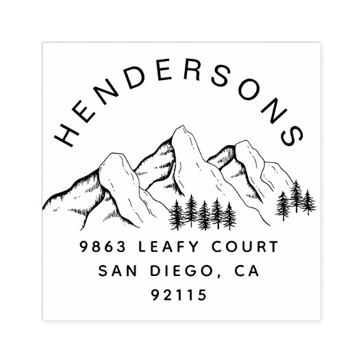 Rustic Mountains Aangepaste naam Retouradres Rubberstempel (Afrduk)
