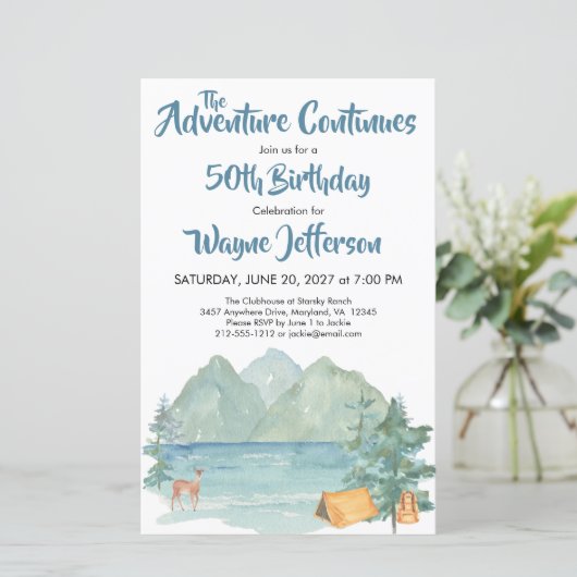 Rustic Mountains Adventure 50th Birthday Budget (Staand voorkant)