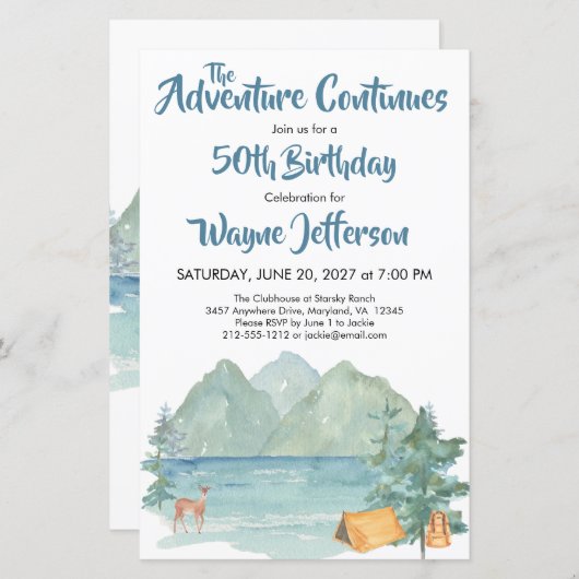 Rustic Mountains Adventure 50th Birthday Budget (Voorkant / Achterkant)