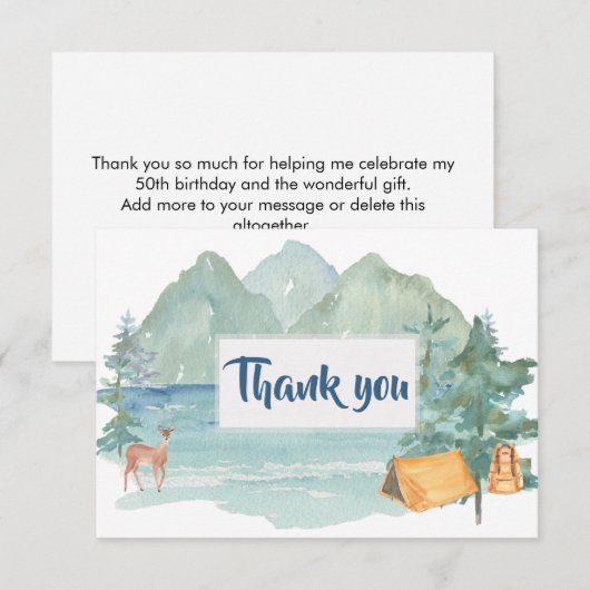 Rustic Mountains Adventure 50th Birthday Hartelijk Bedankkaart (Voorkant / Achterkant)