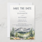 Rustic Mountains Adventure begint met trouwfoto Save The Date (Voorkant)