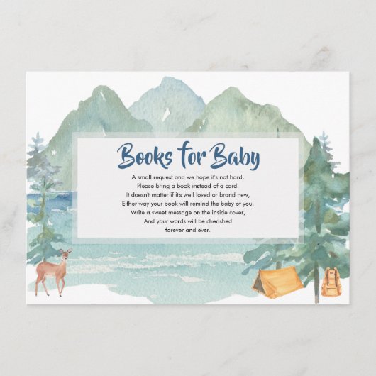Rustic Mountains Adventure Books voor Baby Informatiekaartje (Voorkant)