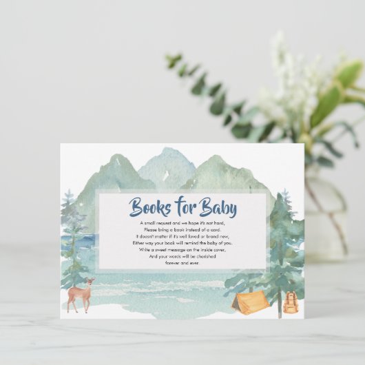 Rustic Mountains Adventure Books voor Baby Informatiekaartje (Staand voorkant)