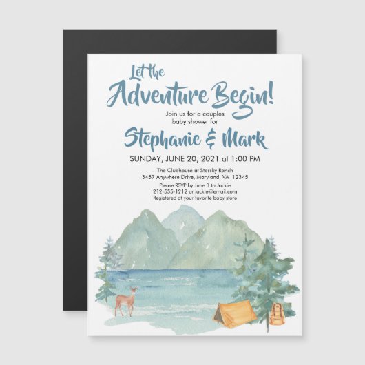Rustic Mountains Adventure Camping Baby shower (Voorkant / Achterkant)