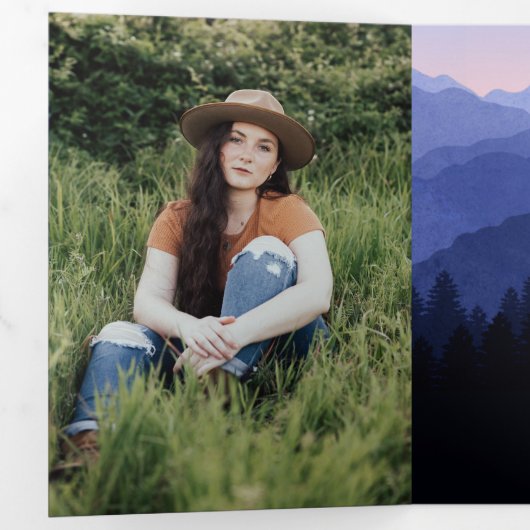 Rustic Mountains Afstudeerfeest Drievoudige Vouw  Drieluik Uitnodiging (Binnenzijde eerst)