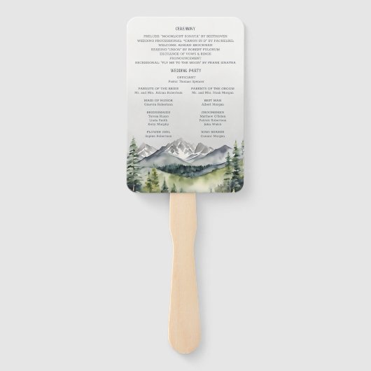 Rustic Mountains Avontuur Foto Trouwprogramma Handwaaier (Achterkant)
