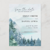 Rustic Mountains Blue Budget Save the Date Kaart (Voorkant)