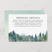 Rustic Mountains bos waterverf huwelijksdetails Informatiekaartje (Voorkant / Achterkant)