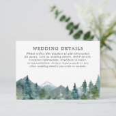 Rustic Mountains bos waterverf huwelijksdetails Informatiekaartje (Staand voorkant)