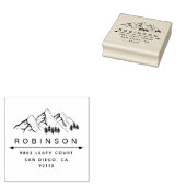 Rustic Mountains & Custom Naam Retouradres Rubberstempel (Gestempeld)