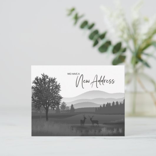 Rustic Mountains Deer Change Address New Home Briefkaart (Staand voorkant)