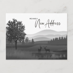 Rustic Mountains Deer Change Address New Home Briefkaart
