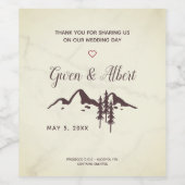 Rustic Mountains Design for Wedding or Event Wijn Etiket (Enkel label)