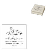 Rustic Mountains Family Return Address Rubberstempel (Gestempeld)