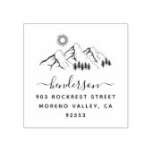 Rustic Mountains Family Return Address Rubberstempel (Afrduk)