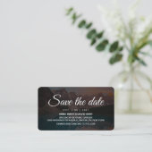 Rustic Mountains Forest Script Save the Date Card Informatiekaartje (Staand voorkant)