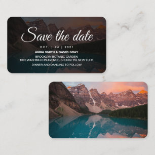 Rustic Mountains Forest Script Save the Date Card Informatiekaartje