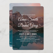 Rustic Mountains Forest Script Wedding Kaart (Voorkant / Achterkant)