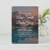 Rustic Mountains Forest Script Wedding Kaart (Staand voorkant)