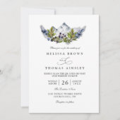 Rustic Mountains Forest Watercolor QR Code Wedding Kaart (Voorkant)