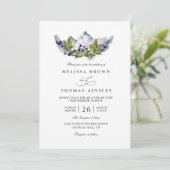Rustic Mountains Forest Watercolor QR Code Wedding Kaart (Staand voorkant)
