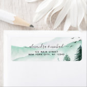 Rustic Mountains Forest Waterverf Wedding Etiket (Insitu)