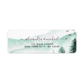 Rustic Mountains Forest Waterverf Wedding Etiket (Voorkant)