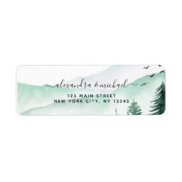 Rustic Mountains Forest Waterverf Wedding Etiket