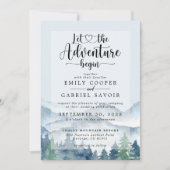 Rustic Mountains Forest Waterverf Wedding Kaart (Voorkant)