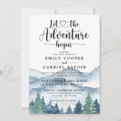 Rustic Mountains Forest Waterverf Wedding Kaart (Voorkant)