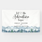 Rustic Mountains Forest Waterverf Wedding Spandoek (Horizontaal)