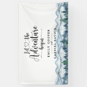 Rustic Mountains Forest Waterverf Wedding Spandoek (Verticaal)