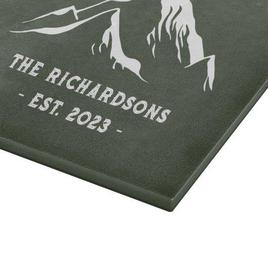 Rustic Mountains - Gepersonaliseerde familienaam L Snijplank (Hoek)