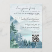 Rustic Mountains Honeymoon Fund Stofblauw Informatiekaartje (Voorkant)