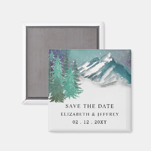Rustic Mountains Lake bewaart de Date Magnet (Voorkant / Achterkant)